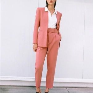 Zara basic blazer and basic with matching wide belt